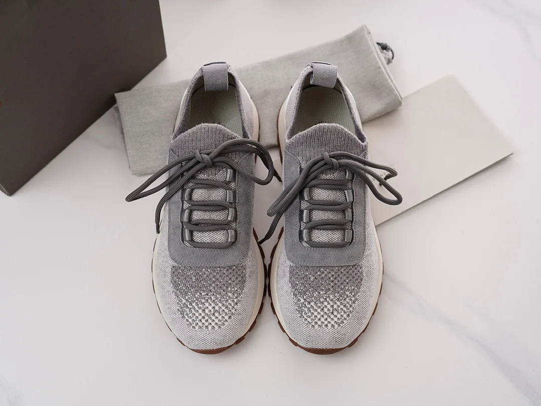 New Knitted Breathable Sneakers For Men, Lace‑Up Platform Flat Casual Shoes, Round Toe Summer Daily Walking Footwear_vogvips.com