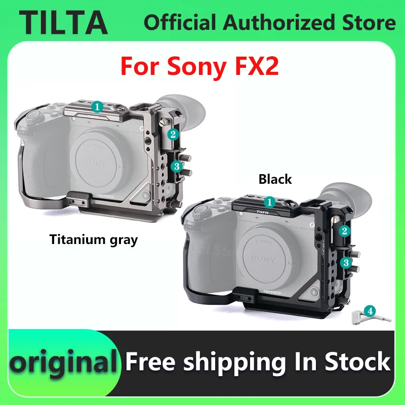 TILTA per kit gabbia per fotocamera Sony FX2 con morsetto per cavo HDMI Maniglia superiore Xeno Piastra base Arca Maniglia di alimentazione avanzata Cavo di arresto/arresto