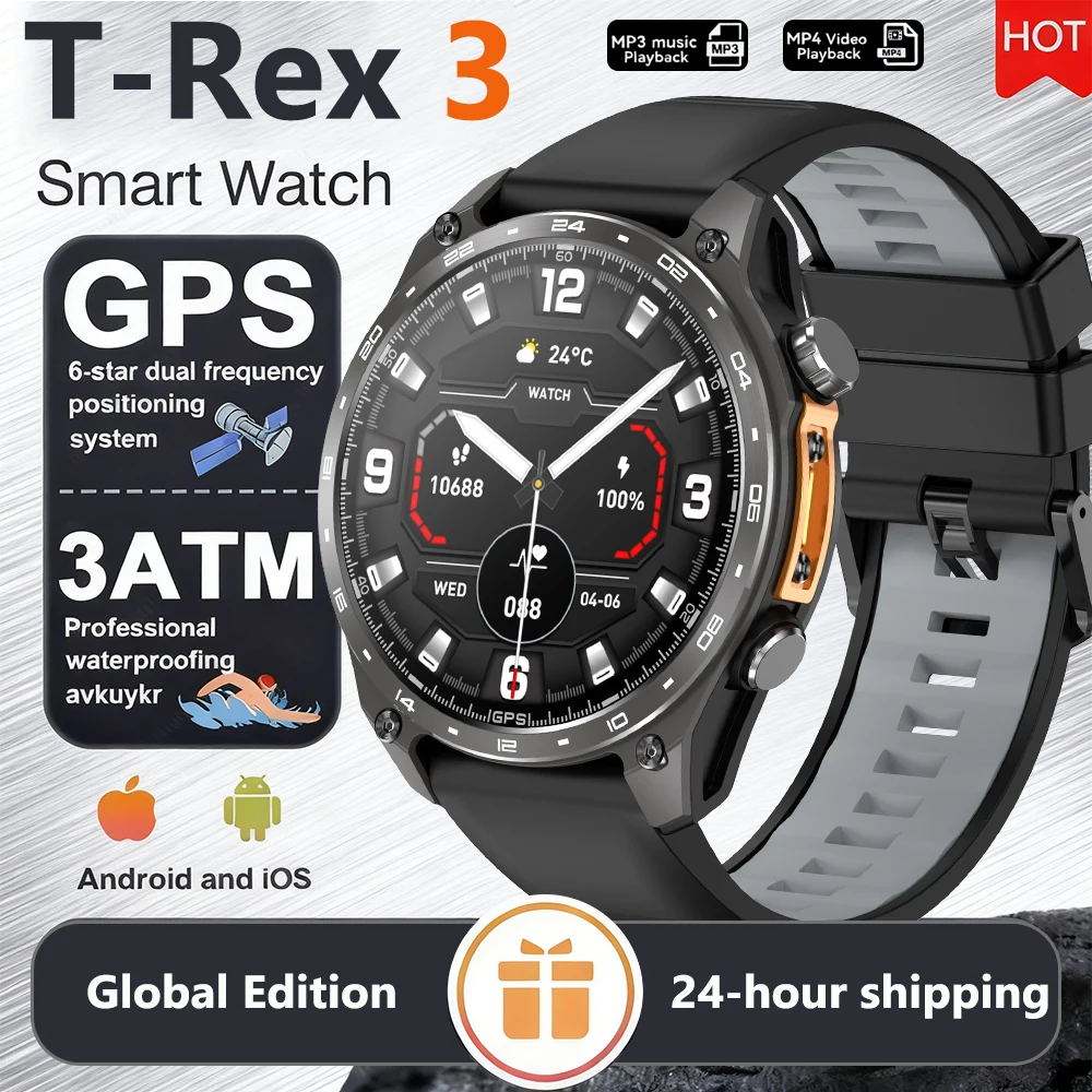 

2025New Built-in GPS Offline Map Position Smart Watch Men 4GB Memory 3ATM Waterproof MP3/4 Compass BT Call Swim Sport Bracelets