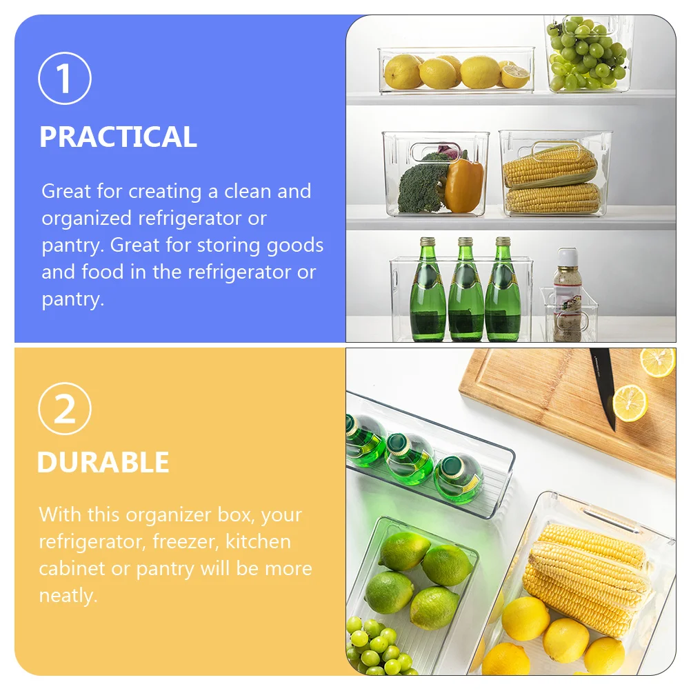 

Refrigerator Storage Box Plastic Fridge Organizer Containers Kitchen Freezer Vegetable Dry Foods Beverage Bins