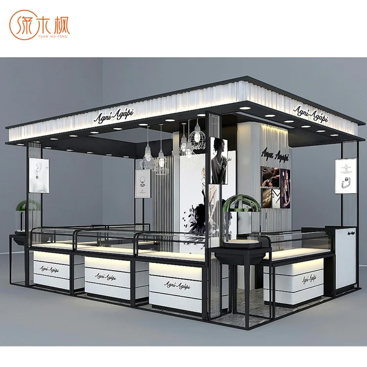 Customized Refined Jewelry Shop Design Luxury Glass Jewelry Display Cabinet Wholesale Price Jewelry Kiosks for Mall