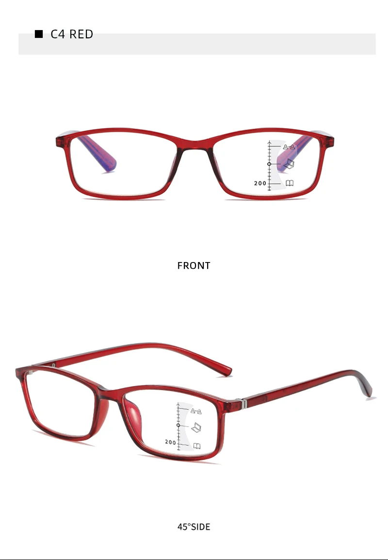 Ultraleichte, kleine Rahmen-Retro-Progressive-Multifokal-Lesebrille, blaues Licht blockiert Nah-Fernsicht-Anti-Augen-Brille – Detail 16