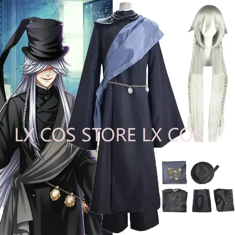 أزياء بلاك بتلر كوروشيتسوجي أندرتيكر التأثيرية لحفلات الهالوين مصنوعة حسب الطلب مجموعة كاملة من سلسلة القبعة والشعر المستعار
