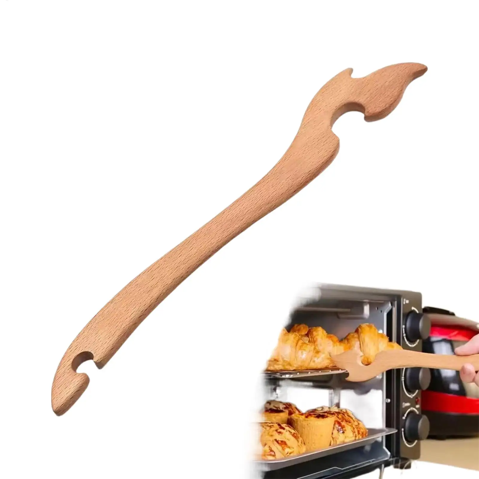 Wooden Long Handle Oven Rack Grabber Air Fryers Pusher Stick Kitchens Baking Rack Puller Tool Grill Grate Push-pull Lifter Tool