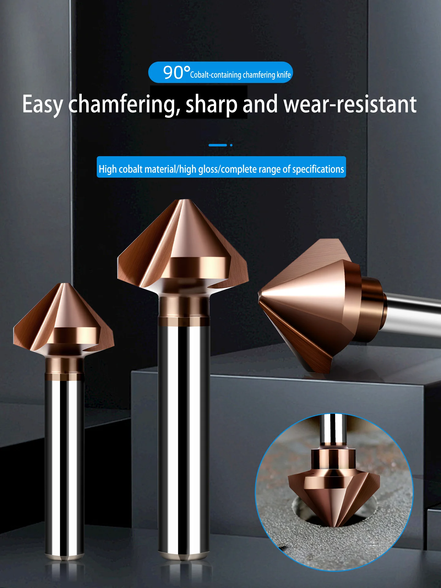 

Трехгранный нож для снятия фаски, потайная головка, сверло с потайным отверстием, удаление заусенцев из нержавеющей стали под углом 90 градусов, содержание кобальта