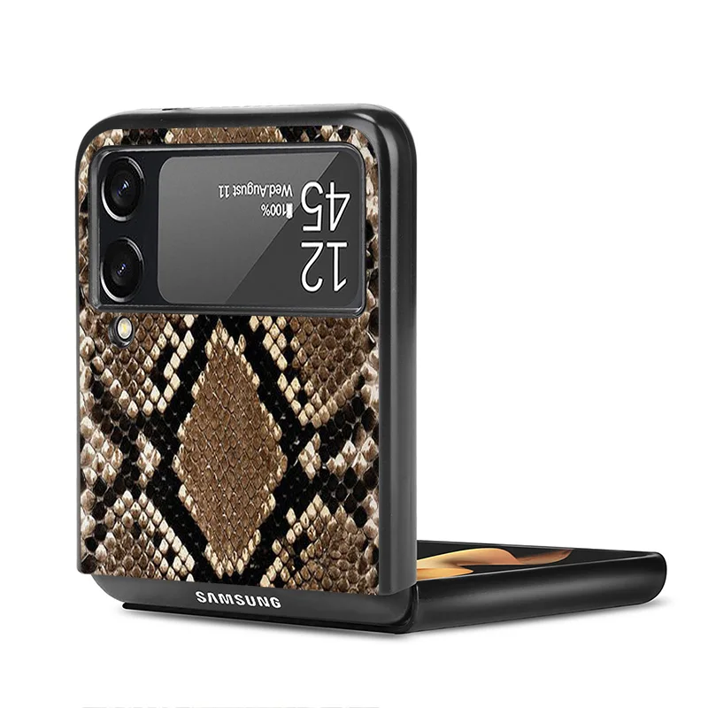 Matte Phone Case For Samsung Galaxy Z Flip6 5G Flip5 Flip4 Flip3 ZFlip 6 3 4 5 Snake Skin Print Hard Black Cover image 3