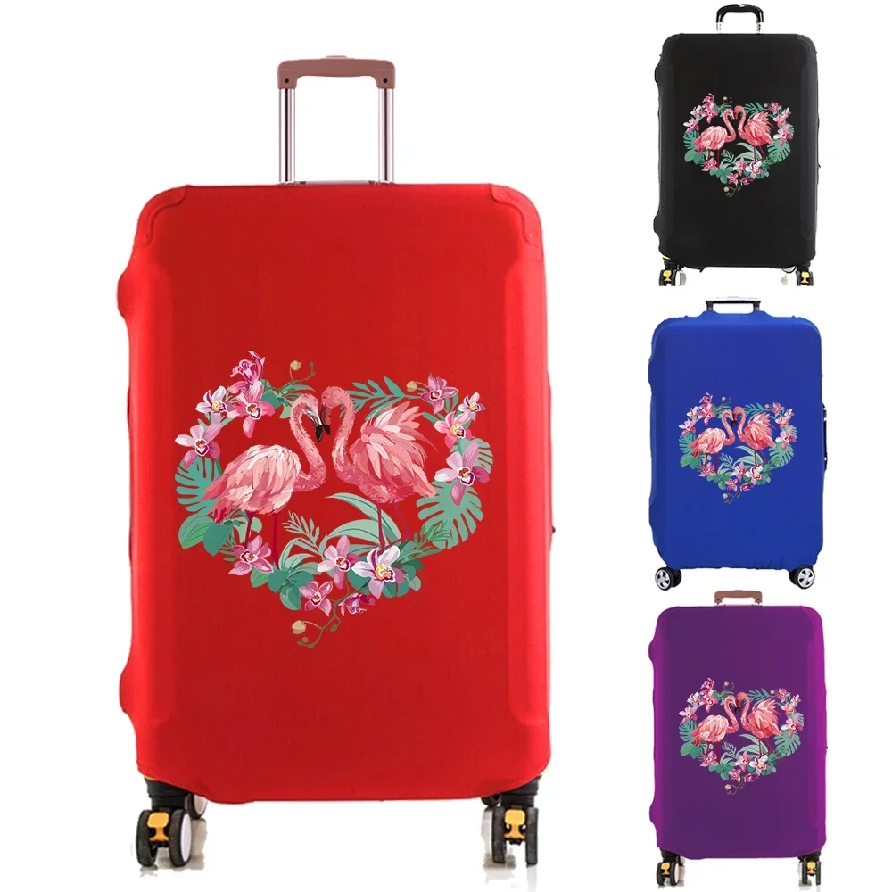 Luggage Cover Suitcase Protector Elasticity Scratch Resistant Case for 18-32 Inch Travel Trolley Love Flamingo Print Dust Cover