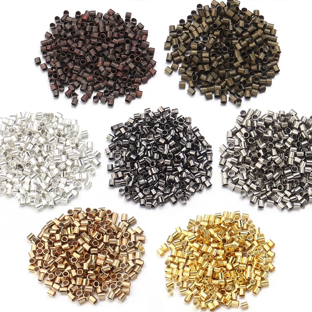 500pcs/bag 1.5/2/2.5mm Gold Silver Copper Tube Crimp End Beads Stopper Spacer Beads For Craft Making Findings Supplies Necklace