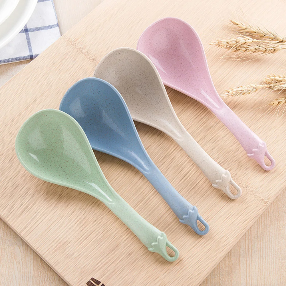 

Wheat Straw Rice Scoop Soup Spoon Sturdy Ergonomic Food Serving Spoon Kitchen Tableware for Home Restaurant Catering Use