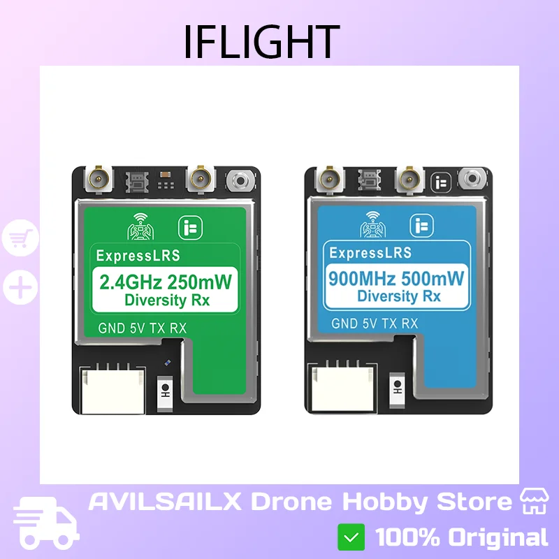 

Приемник IFlight ExpressLRS (ELRS) — двойная антенна True Diversity, 2,4G, 250 мВт / 915 МГц, 500 мВт для FPV-дронов