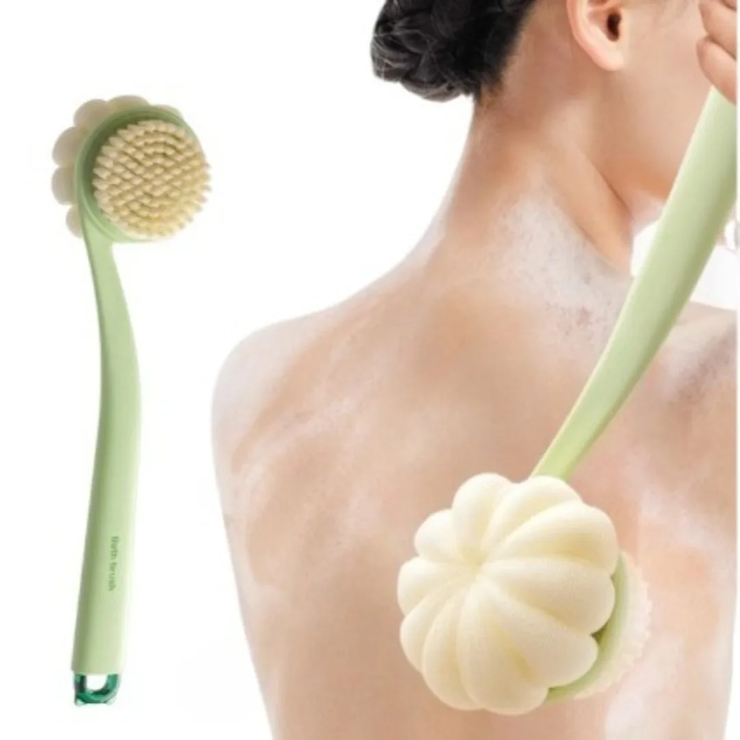 

3-в-1 мягкая скрубберная щетка для спины, щетка для мытья тела и душа с ручкой, отшелушивающий скраб, массажер для ухода за телом, принадлежности для ванны