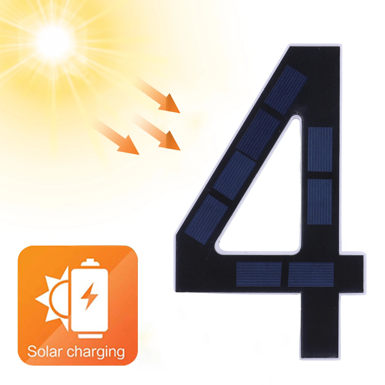 17cm Solar Lighted House Numbers & Letters for Outside LED Illuminated Address Sign IP44 Weatherproof Wall Mount for Home Exterior Residences Apartments Factories (4)