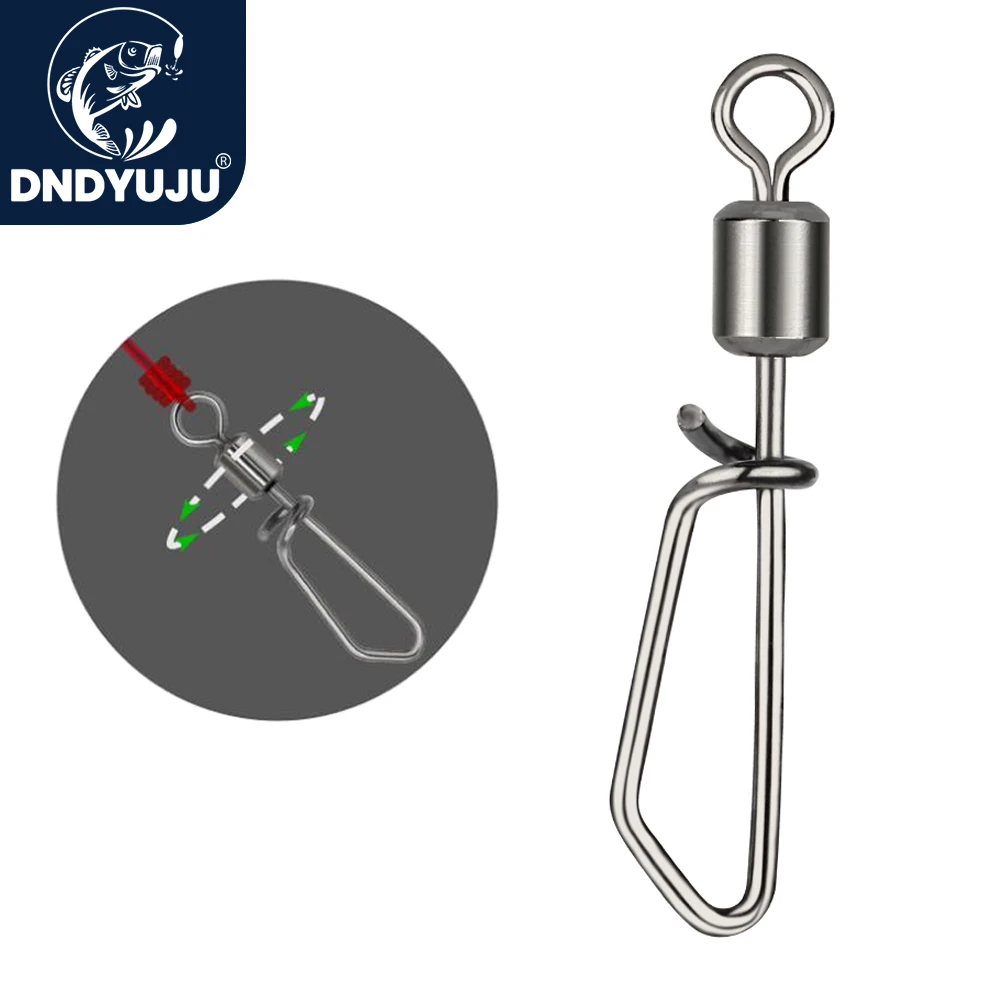 DNDYUJU 30pcs Fishing Rolling Swivels Connector with T Shape Snap 2#-10# For Fishhook Lure Tackle Carp Fishing Accessories