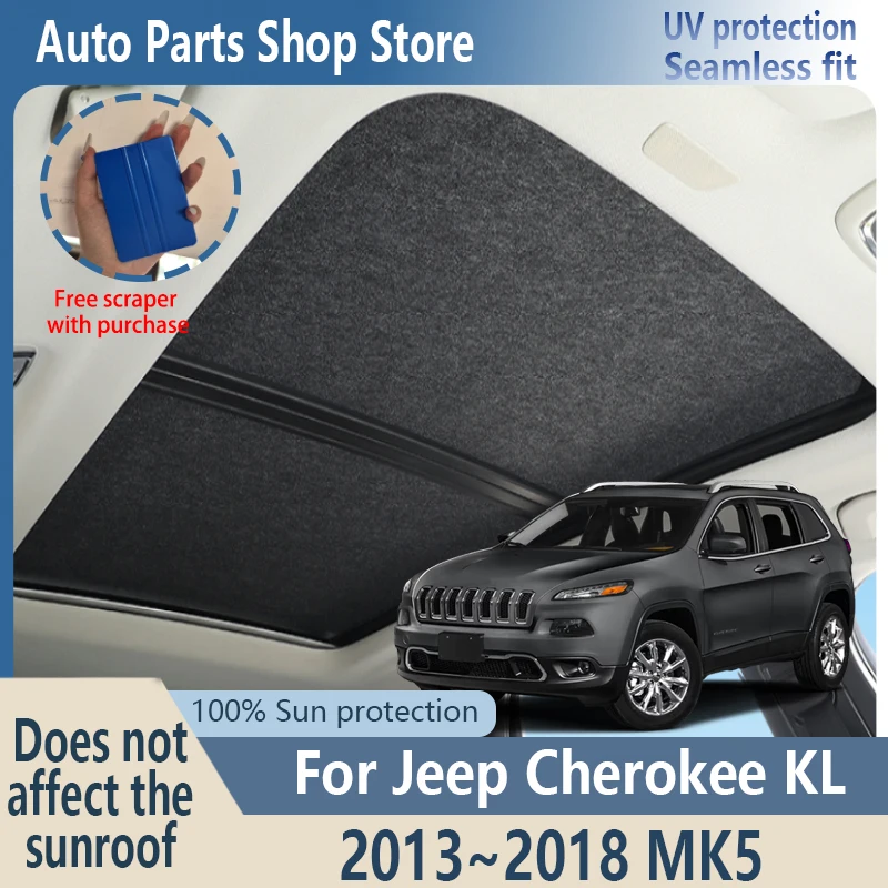 

Sun Protection For Jeep Cherokee KL 2013~2018 17 Electrostatic Adsorption Fabric Panoramic Sunroof Insulation Roof Visor Anti-UV