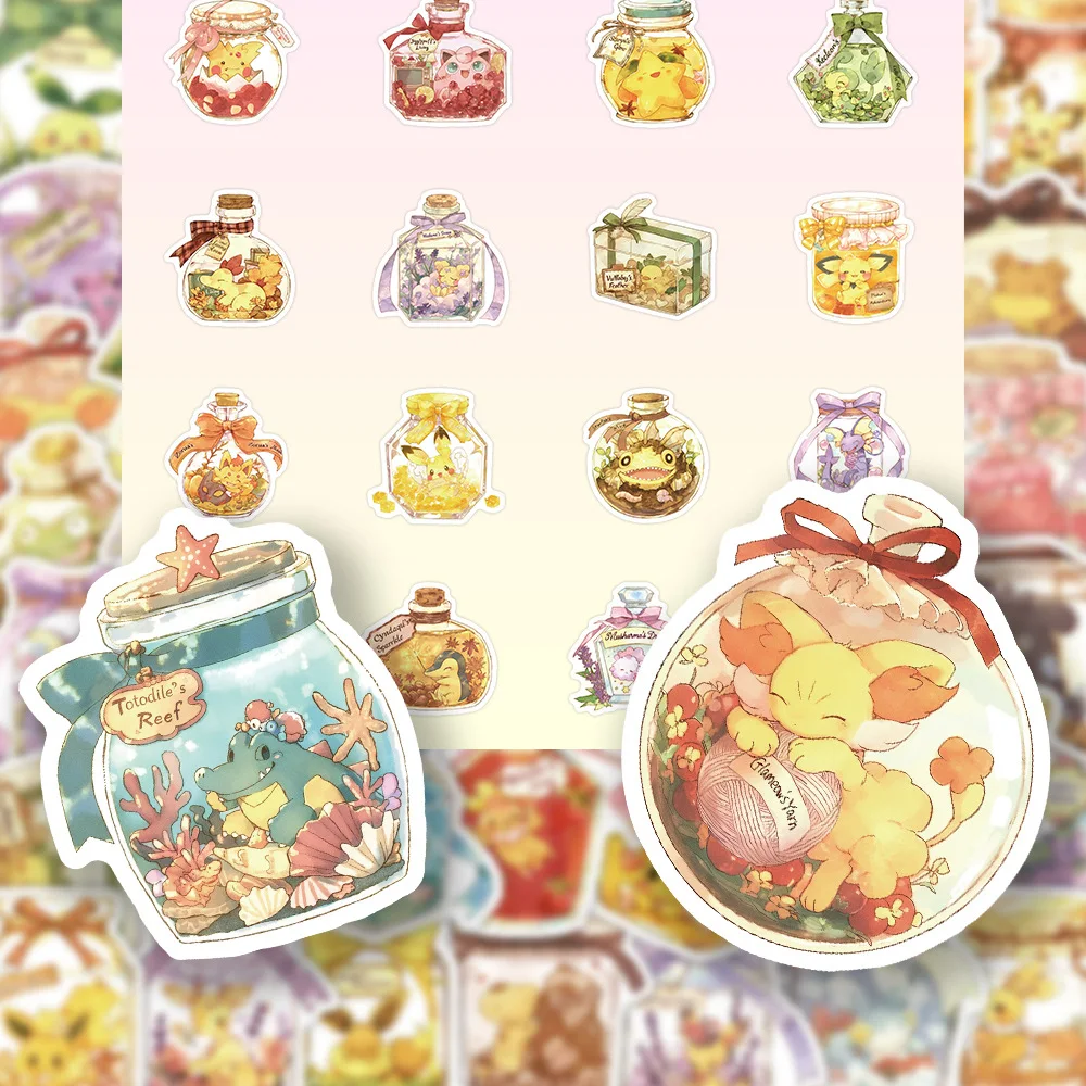 59 pçs garrafa de vidro pokémon adesivos dos desenhos animados pvc decalques brinquedos diy decoração à prova dwaterproof água skate bagagem telefone geladeira presentes do carro
