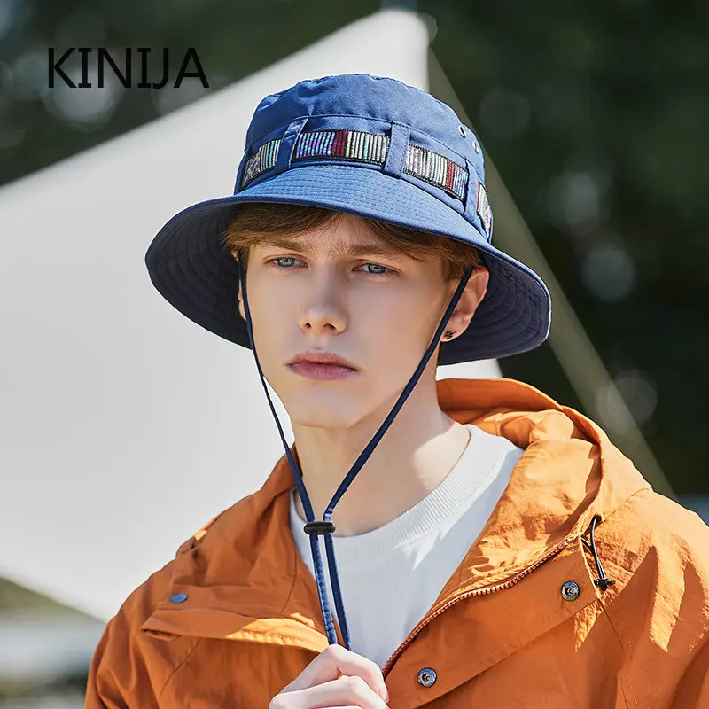 Men Summer Foldable Sun Fisherman Outdoor Sports Fishing Sun Hat Wide Brim Casual Travel Beach Sunscreen UV Protection Cap