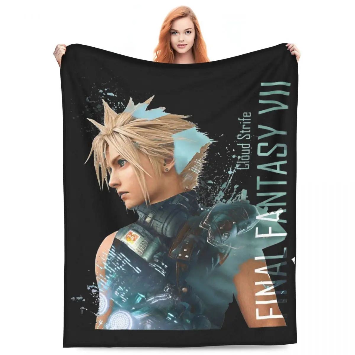 

Cloud Strife Final Fantasy 7 Games Blankets Flannel Decoration FF7 Multifunction Ultra-Soft Throw Blankets Bedroom Bedding Throw