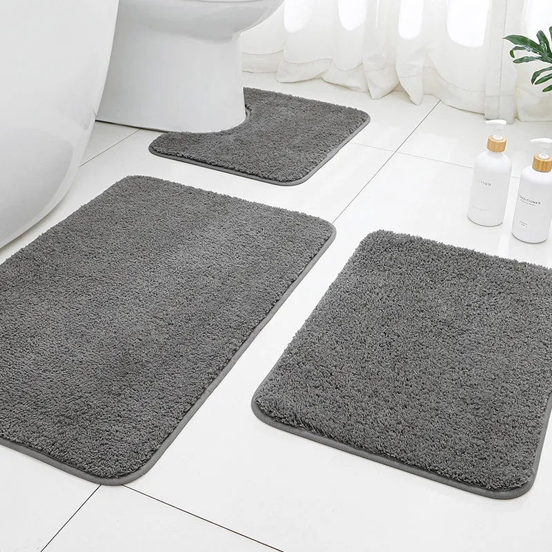 

3-piece set of large size bathroom floor mats, non-slip door mats for entry into the house are thick, fluffy and fluffy, strong,