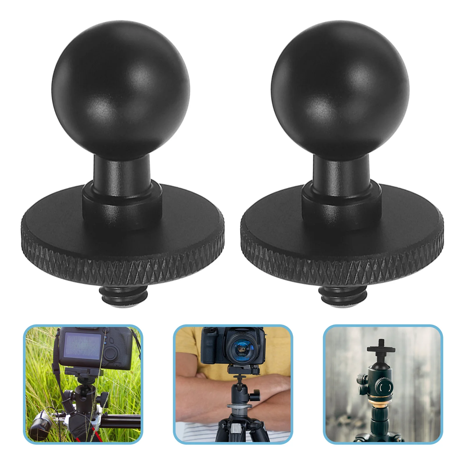 

2Pcs Ball Head Camera Mount Mini Tripod Clamp Stable 360 Rotation Adapter Replacement for Dslr Phone Photography