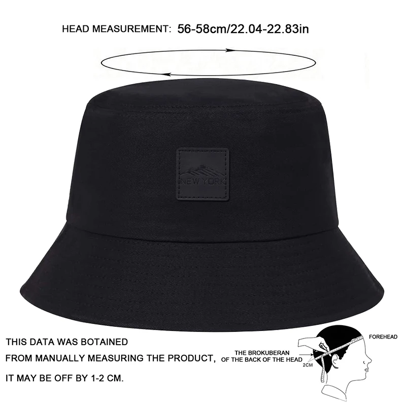 Unisex New York ป้ายหนังบุคลิกภาพหมวกชาวประมงหมวกลําลองกลางแจ้งหมวกครีมกันแดดหมวก