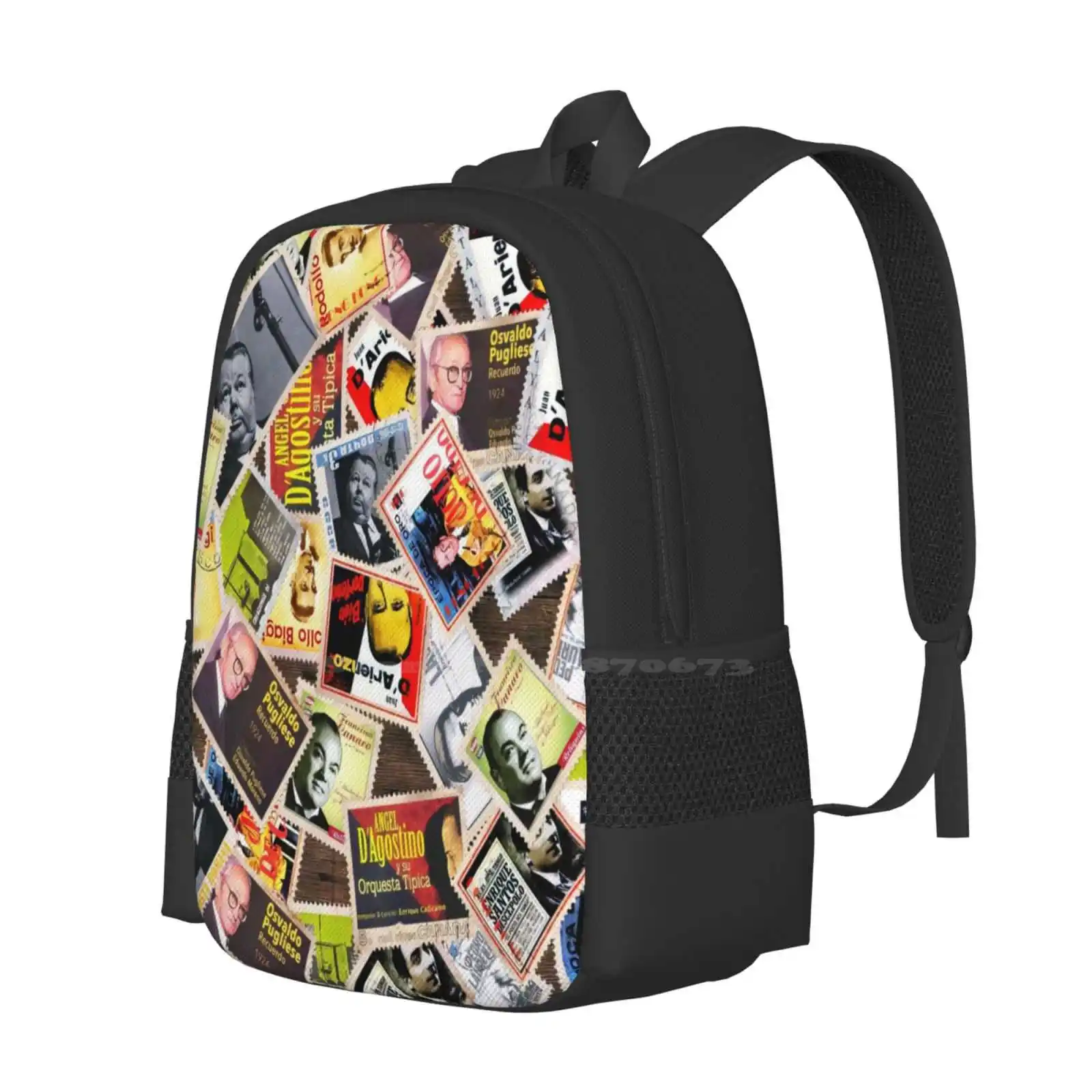 Vintage Argentine Tango Orchestra Album Stamps Pop Art School Bags Travel Laptop Backpack Argentine Tango Tango Argentino