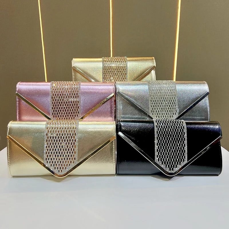 

Women's Bags Trend 2025 Luxury Bling Rhinestone Exquisite Shiny Diamonds Envelope Evening Bag Chain Clutch Bags for Party Dinner