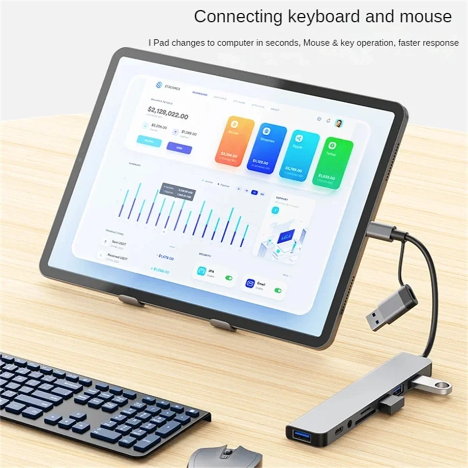 8 في 2 USB HUB C type-c HUB USB C إلى USB 3.0 HDTV قاعدة متوافقة مع MacBook Pro لنينتندو سويتش USB-C نوع C 3.0 الفاصل