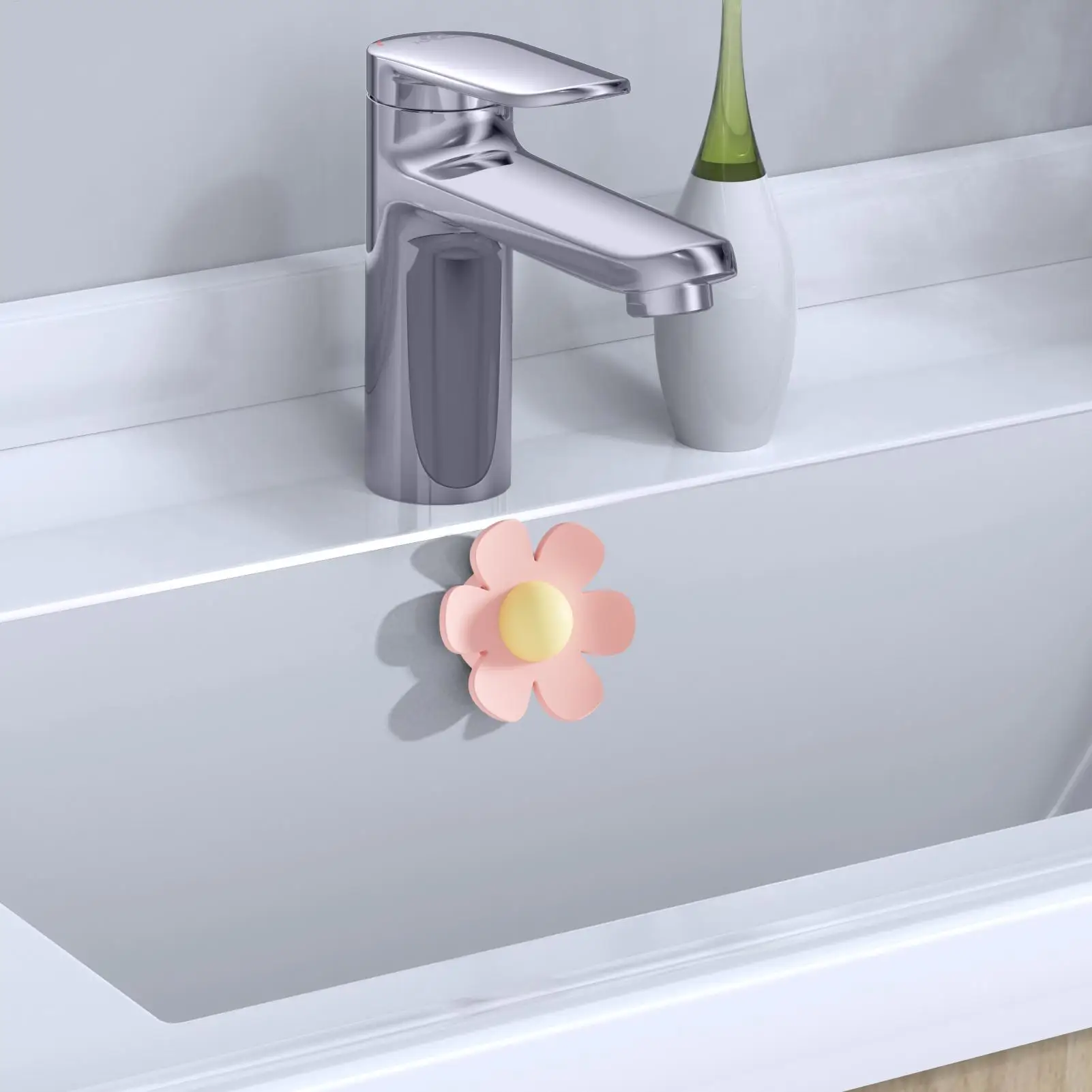 Bathroom Sink Overflow Trim Ring Overflow Cover Rings Flower Shape Gasket Replacement Hole Insert For Restroom Washroom Bathroom