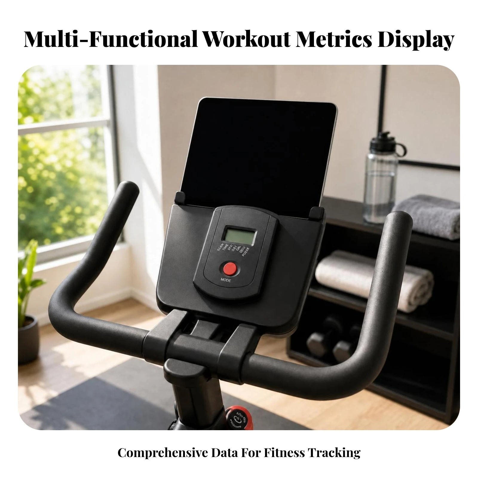 

Black CE Marked LCD Fitness Console Sensor Ports Fitness Console