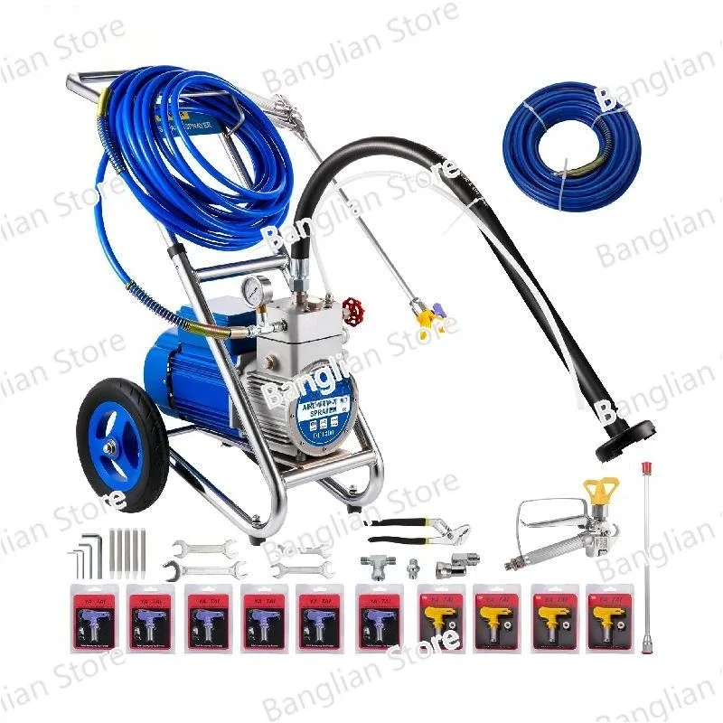 Commercial Airless Paint Sprayer with Cart 1500W 4L/Min Electric Painting Machine for Home Interior Exterior Wall Spraying