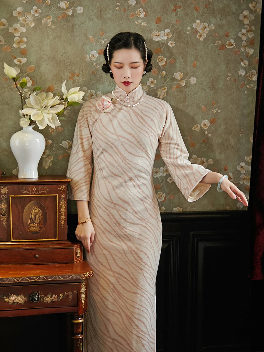 

Платье Ulara в стиле ретро, китайское, с длинным рукавом, круглым вырезом, для повседневной носки, весна-осень, без кринолина, для современных женщин