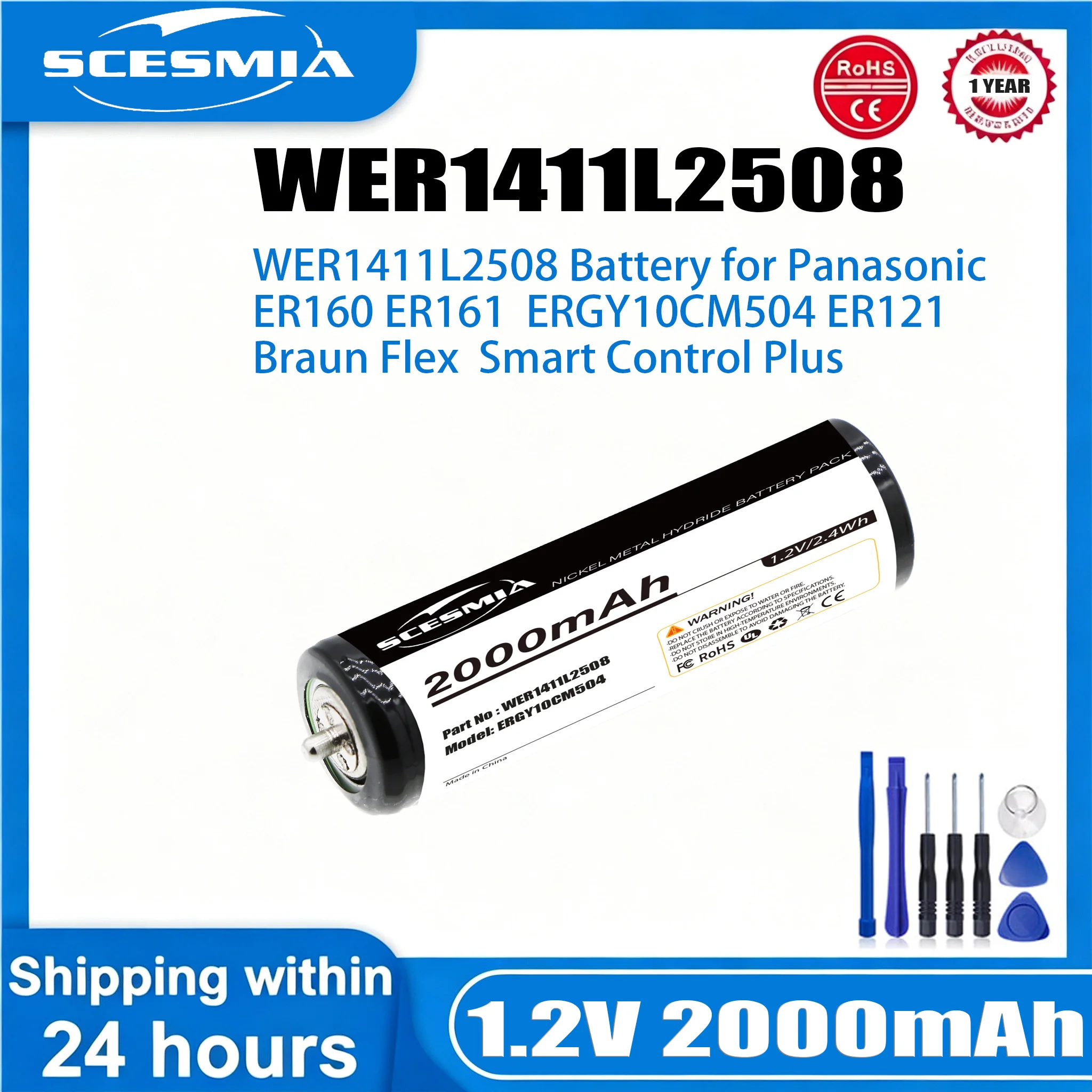 Shaver 2000mAh Battery For Braun 1HR-AAAUV 67030165 67030834 67030923 7030923 HR-AAUV Panasonic