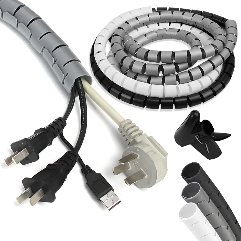 2M 16/10mm Flexible Spiral Cable Wire Protector Storage Pipe Cord Management Protector Desk Tidy Cable Accessories Tools