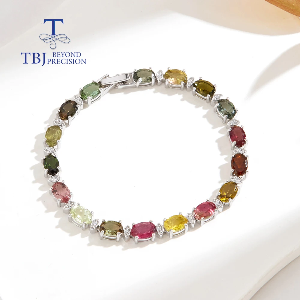 Trendy Bracelet Natural Fancy Color Tourmaline Gem Silver Luxury Jewelry for Ladies & Girls Dating & Parties fine Jewelry Gift