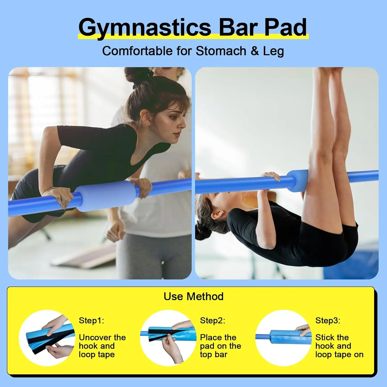 Expandable Gymnastics Bar for Kids - Height Adjustable Junior Training Bar for Home, Folding Gymnastic Horizontal Bars