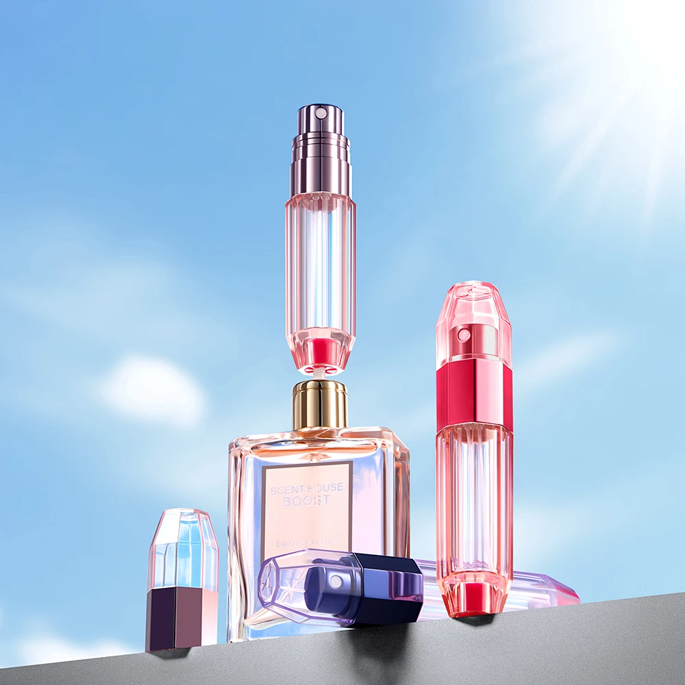Louischanzl Refillable Perfume Bottle Octagonal Transparent Travel Perfume Bottles Portable Sprayer Empty Bottle 5ml Mini Bottle