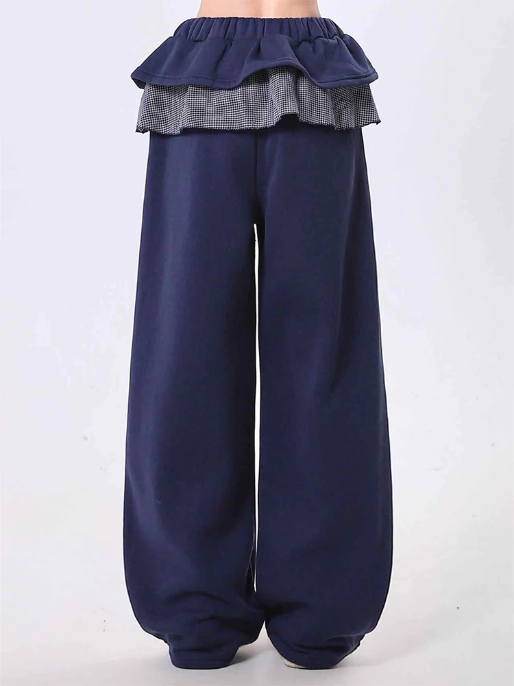 Women Navy Pants with Skirt Baggy Aesthetic Sweatpants Harajuku Japanese 2000s Style Y2k Vintage Trousers Trashy Fashion Clothes