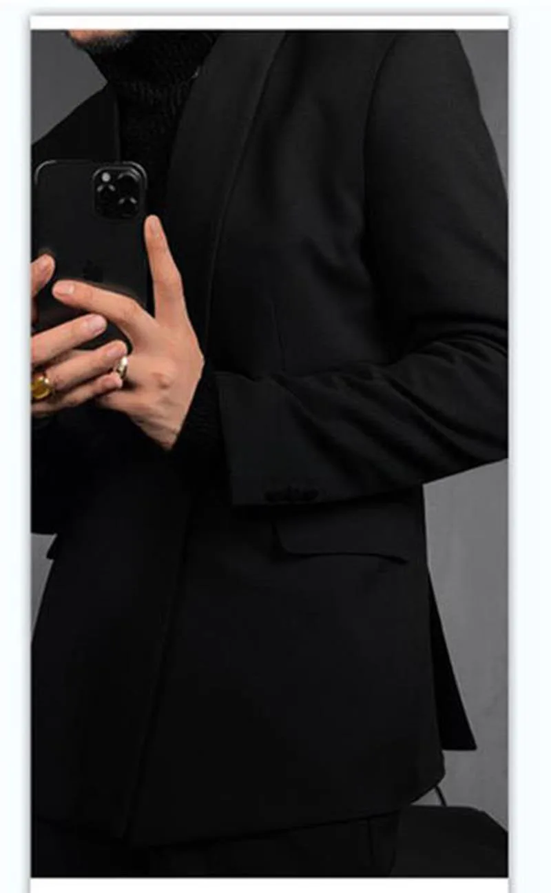 High-end Men Business Suit 2pc Set Single Breasted Slim Fit Suit Jacket Straight Leg Suit Pants Groom's wedding banquet suit set