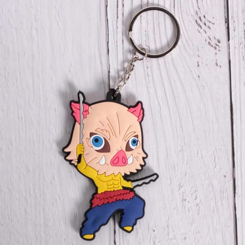 Anime Demon Slayer Figuur Model Sleutelhanger PVC Dubbelzijdig Zachte Lijm Cartoon Kawaii Pop Sleutelhanger Rugzak Decoratie Hanger Gif
