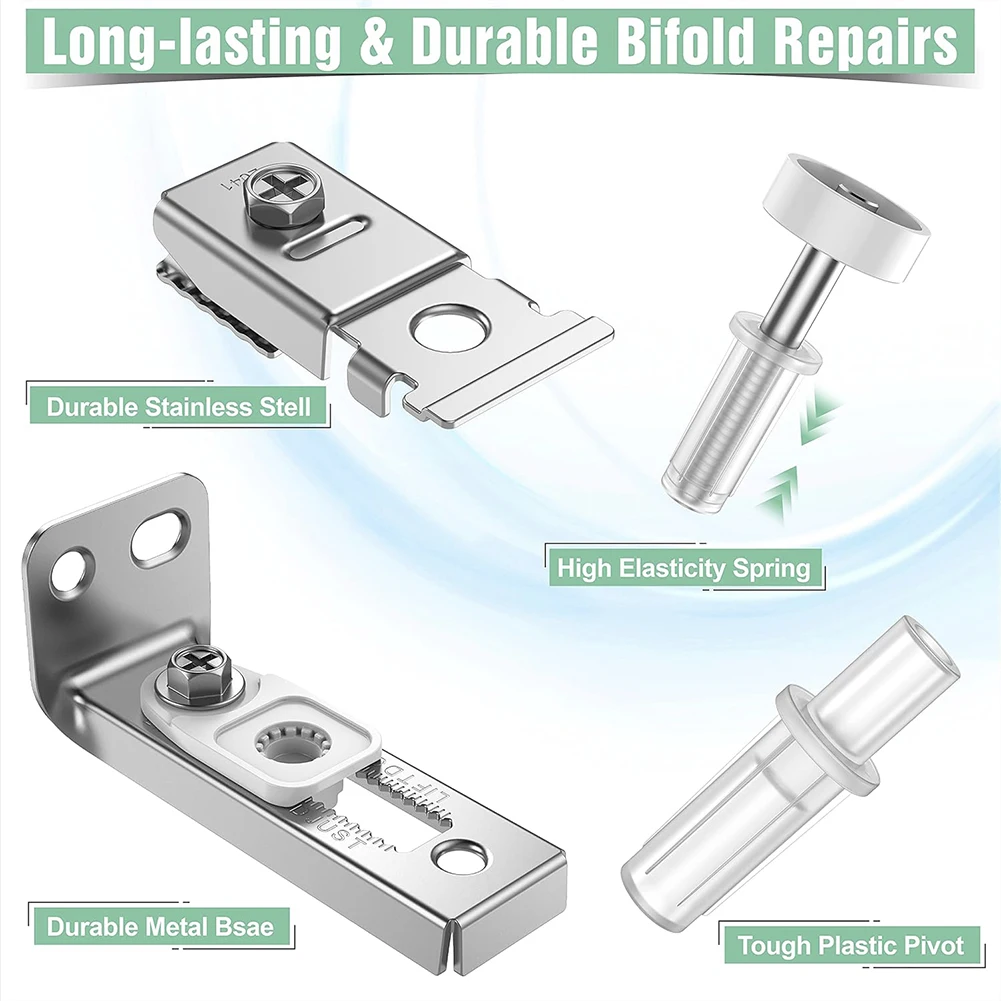 2 Stuks Bifold Deur Hardware Reparatieset Inclusief Top & Trapas Bifold Kastdeur Hardware Kit Schuifdeuren Schuur deur Hardware Kit