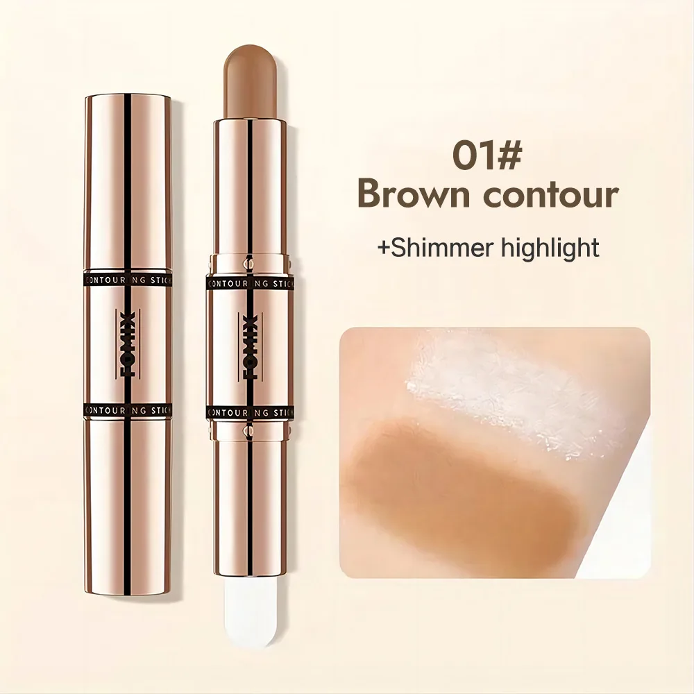 Natural Double-head Contouring Stick Matte Nose and Side Shadow Highlighting Pen for Dual Purpose Brightening and Contouring