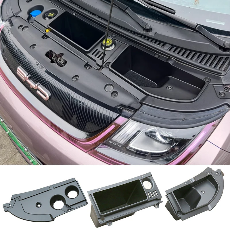 For BYD Dolphin 2023-2024 Car Front Trunk Organizer Box Left Rudder Engine Room Storage Box Storage Large Capacity