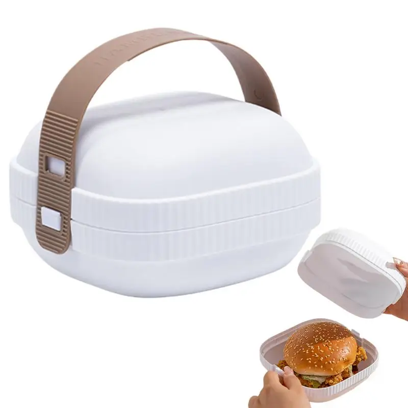 Reusable Sandwich Containers Cake Hamburger Box with Lid Portable Take Out Food Box Sushi Packaging Box Pastry Hamburger Bun