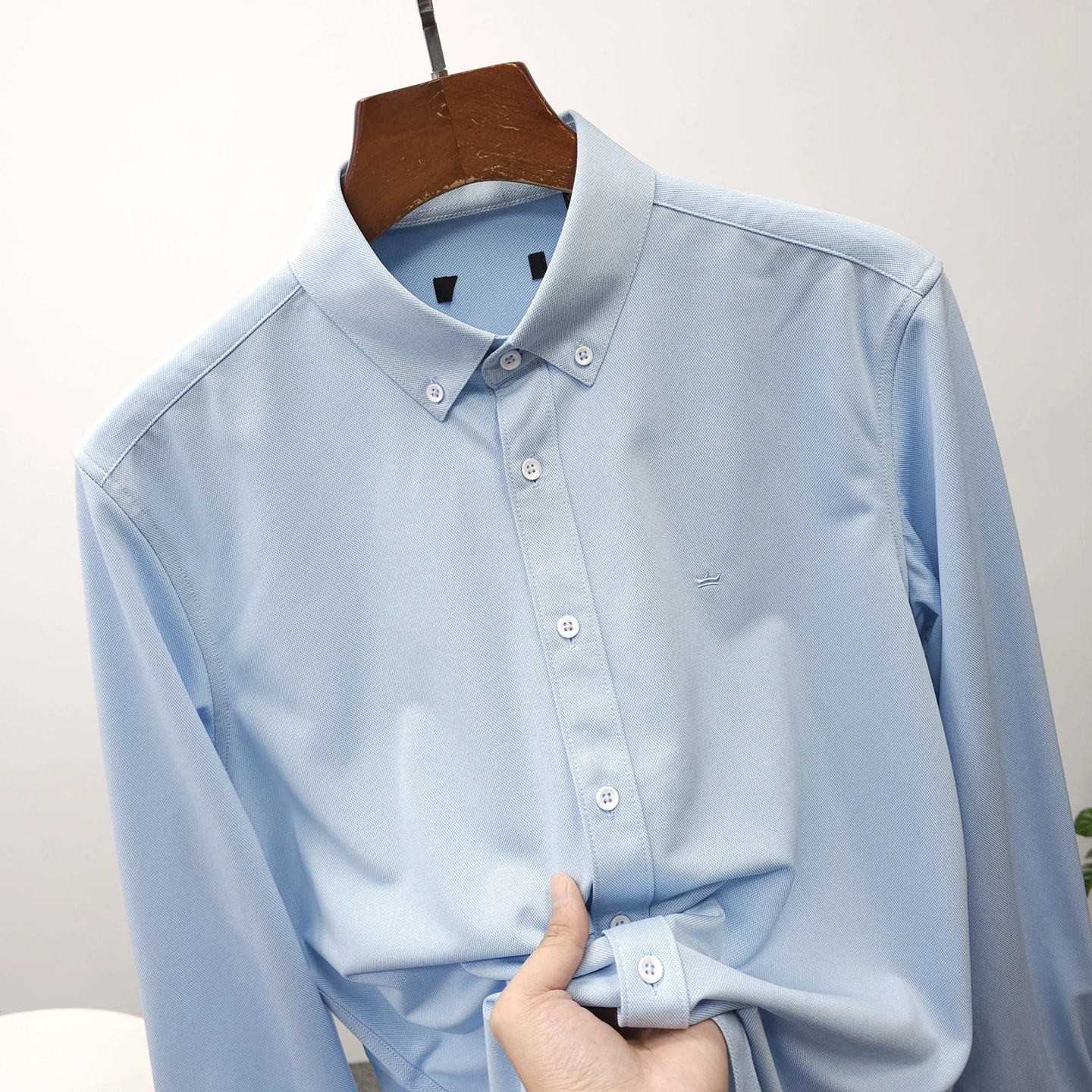 

Waed Long Sve Men's irt Spring Faion Urban Casual Sle Stand Fit Busin Casual Collar All-Match Commu...