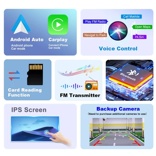 Imagen 2 del producto Pantalla táctil portátil 7 pulgadas IPS CarPlay Android Auto Radio de coche reproductor de vídeo Multimedia navegación GPS Wifi cámara de visión trasera