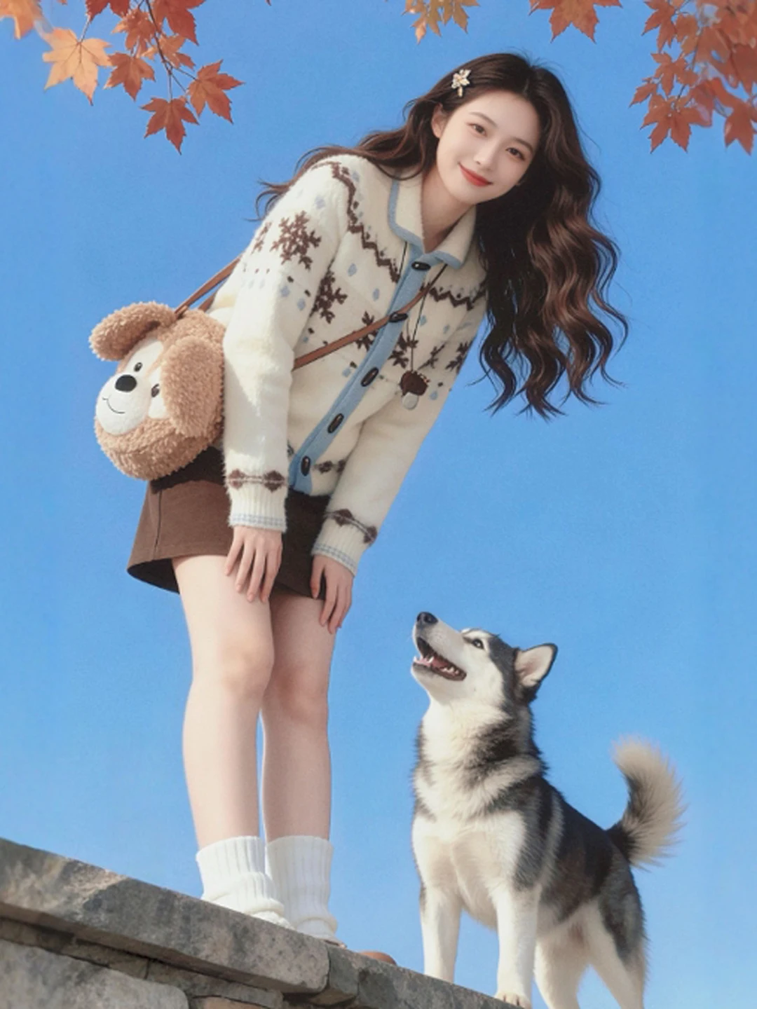 

Свитер Laid-ba в стиле Fair Isle, свободный, удлиненный, модный зимний топ для женщин, удобный, средней плотности, с принтом, вязаный