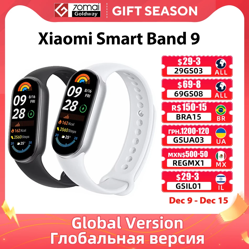 Global Version Xiaomi Band 9 Mi Smart Bracelet 9 Color AMOLED 1.62