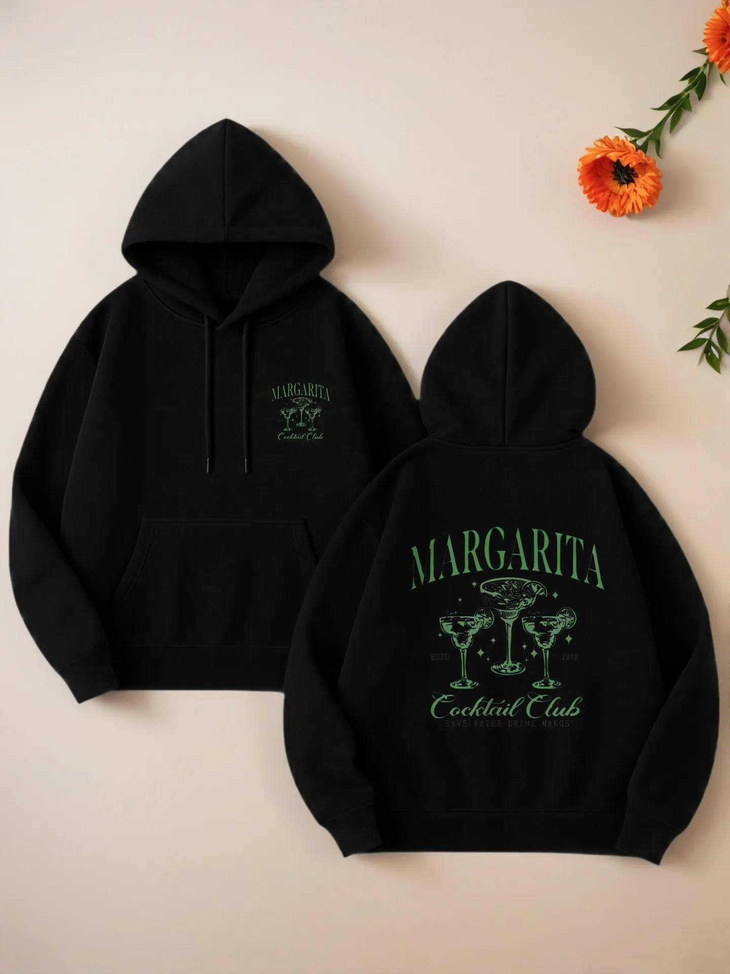 

Толстовка с графическим принтом Margarita Cocktail Club Essential, повседневный эстетический стиль, мягкая ткань, повседневная повседневная одежда, для женщин