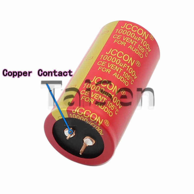 1 Stück 100V 10000uF JCCON Kupferkabel Rote Hülle Audio-Verstärker-Filterkondensator, Brandneu 35×70mm – Detail 6