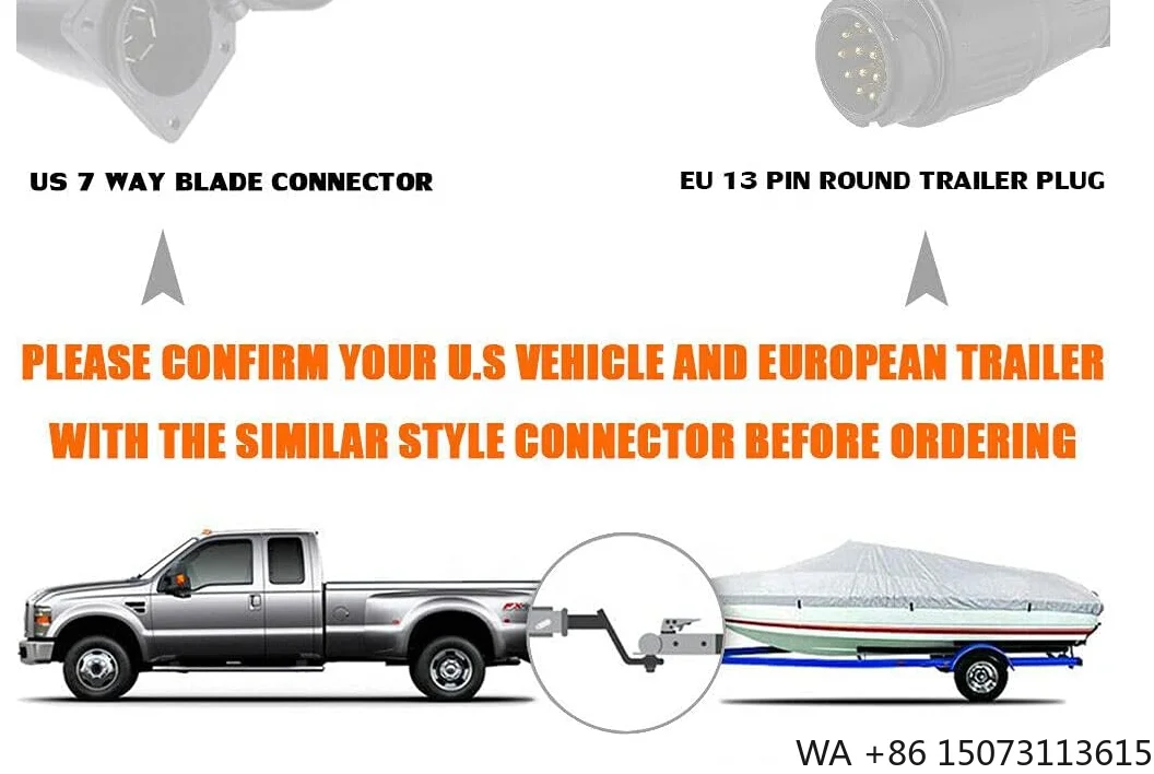 7-Pin to 13-Pin Trailer Adapter Light Converter USA to EUR Stop/Brake Separation